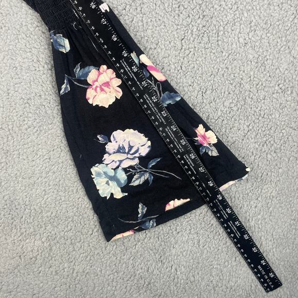 American Rag Women's Small Black Flower Rayon Spandex Long Sleeve Blouse - Picture 7 of 12